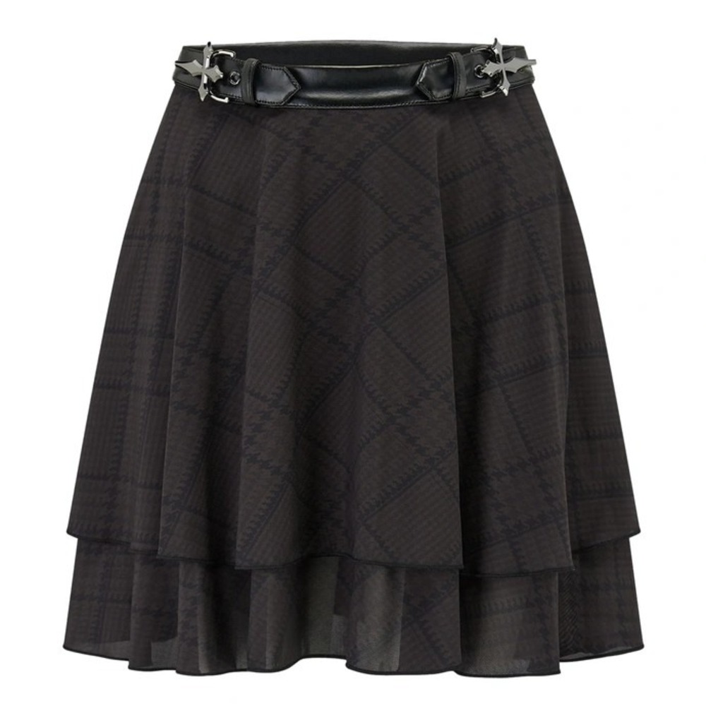 Killstar Cryptessa tartan brown skirt
